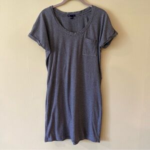 GAP Grey Striped Short Sleeve Casual Dress, Size Medium
